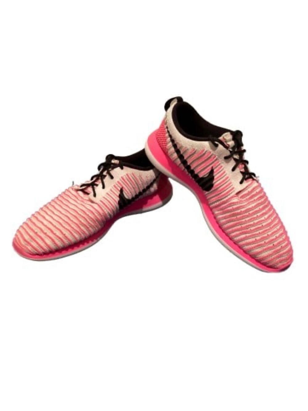 Nike Girl's 7 Roshe Two 2 Flyknit Pink & White Running Shoe Sneakers 844620-600